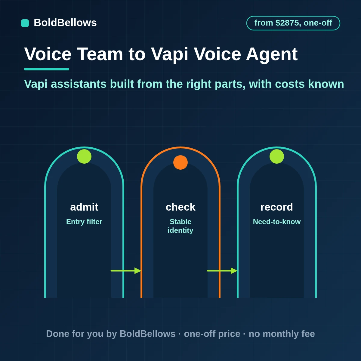 Vapi AI voice agent setup with provider selection, tools, server webhooks and cost per minute, built by BoldBellows